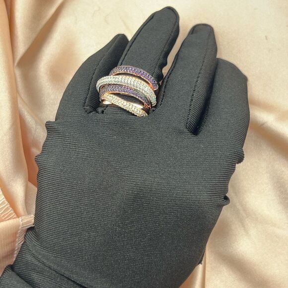 Luxurious Multi-Band Pave Ring in Multicolor Sparkle - Picture 6 of 8